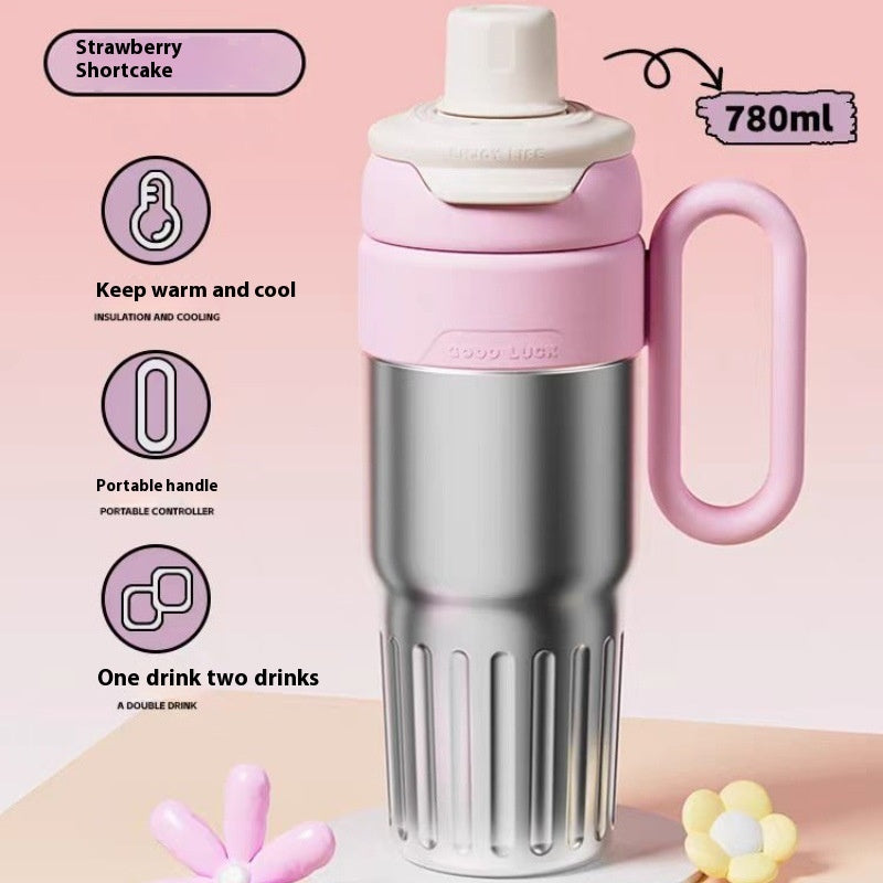 780ml Gradient Thermos Cup – Double Drink Stainless Steel Tumbler with Lid & Straw