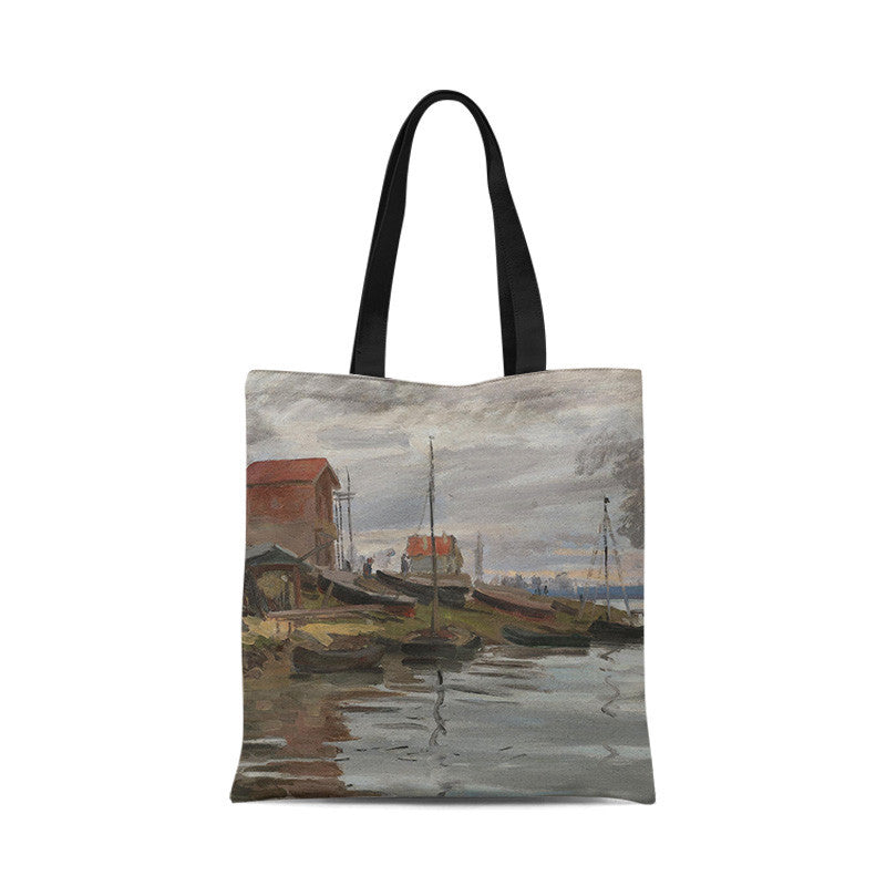 Sunrise Impression Oil Painting Personality Artistic One-shoulder Canvas Bag