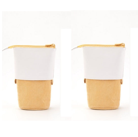 Multifunctional Creative Corduroy Retractable Pencil Case Telescopic Pencil Bag Pen Holder Stationery Case, PU Corduroy Stand-up Retractable Transformer Bag Colorful Organizer