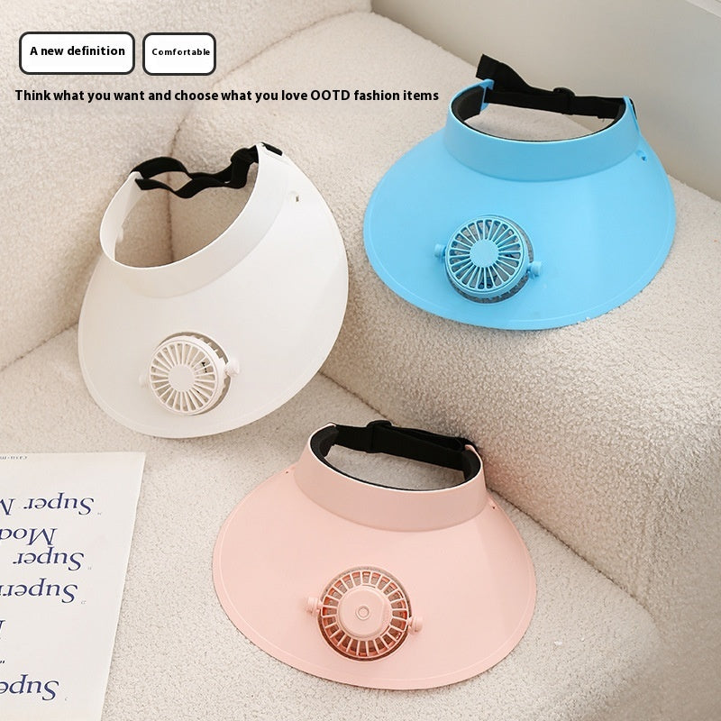 External Sun Protection Sun Hat Fan Three-gear Adjustable Lithium Battery USB Rechargeable Small Fan