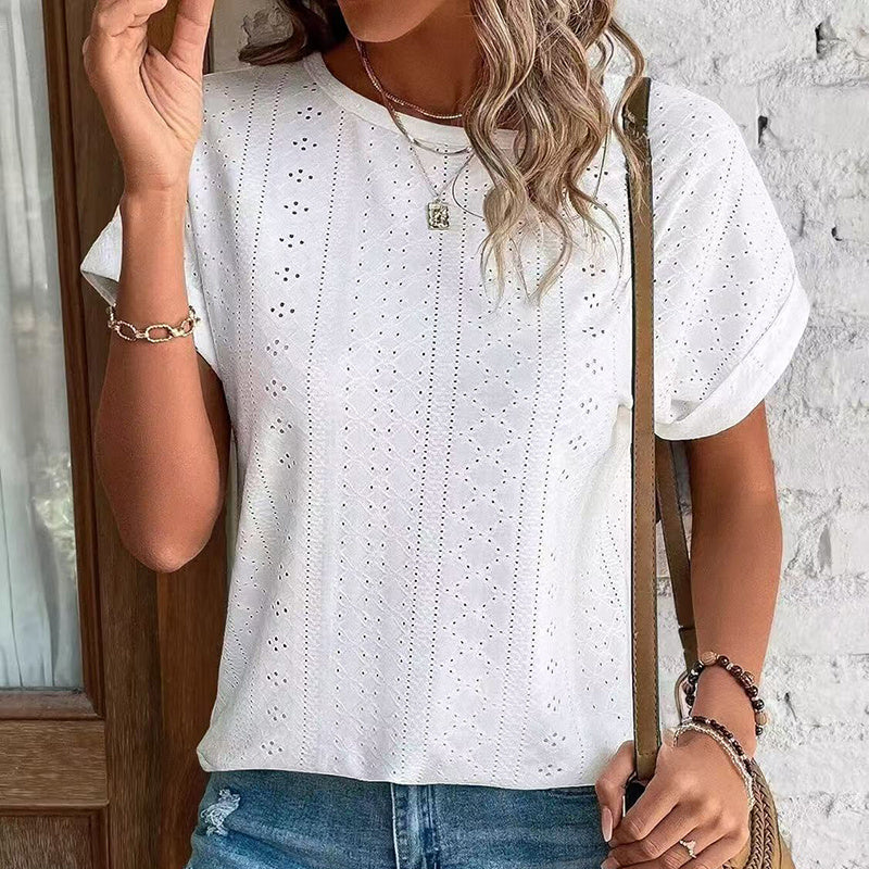 SAMPEEL Womens Tank Tops Eyelet Loose Casual Summer Tops Crew Neck Basic Sleeveless Shirts