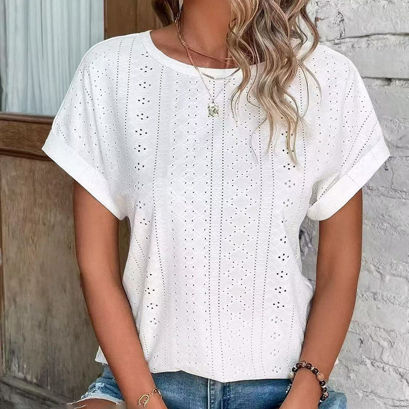 SAMPEEL Womens Tank Tops Eyelet Loose Casual Summer Tops Crew Neck Basic Sleeveless Shirts