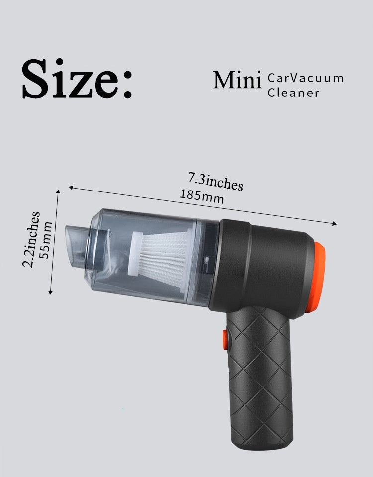 Mini Car Vacuum Cleaner – Wireless, Powerful Suction for Car & Home Cleaning