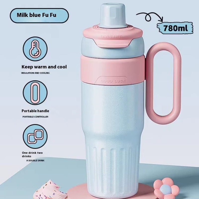 780ml Gradient Thermos Cup – Double Drink Stainless Steel Tumbler with Lid & Straw