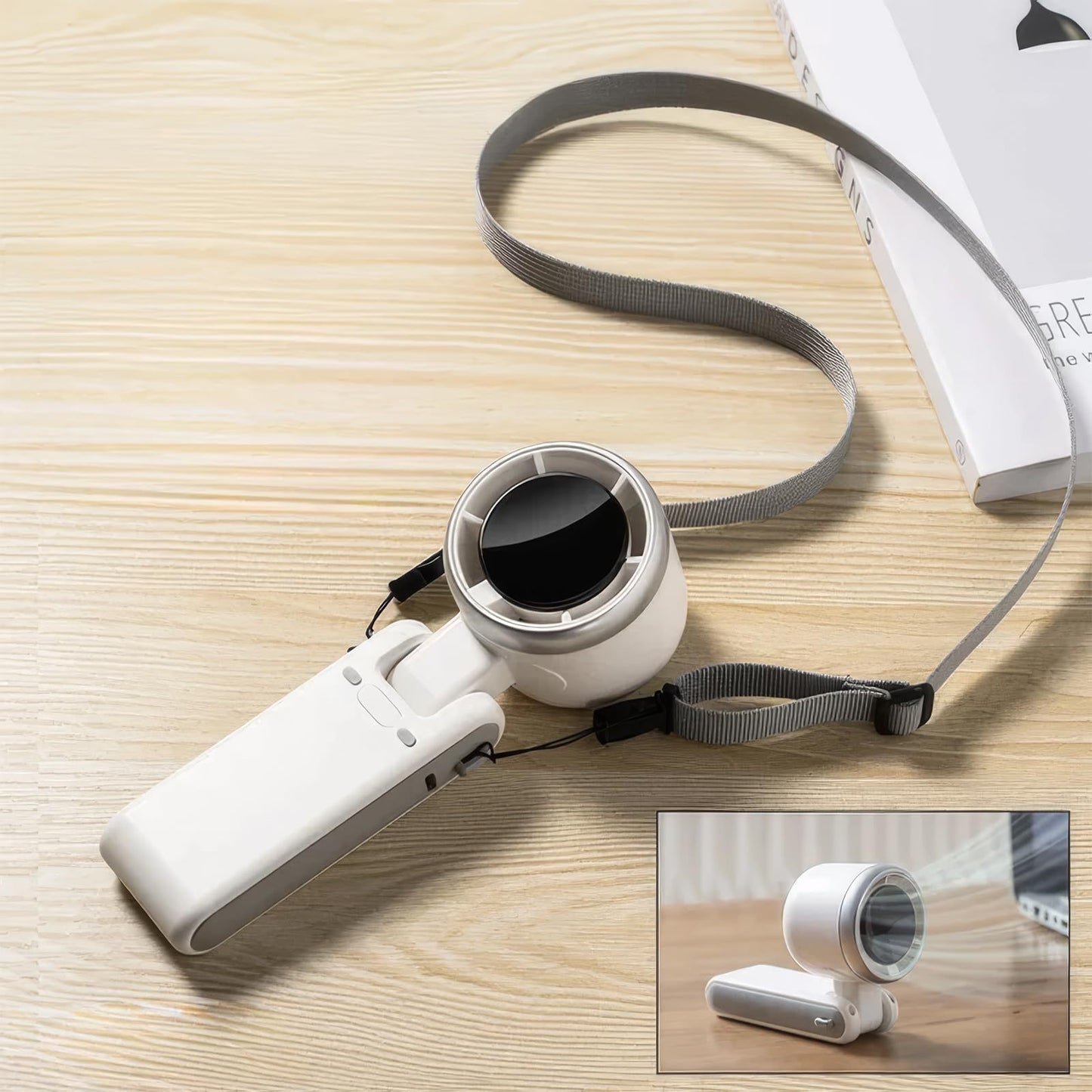 Folding Mini Turbo Fan – Wearable, Handheld & Desktop Use (180° Adjustable)