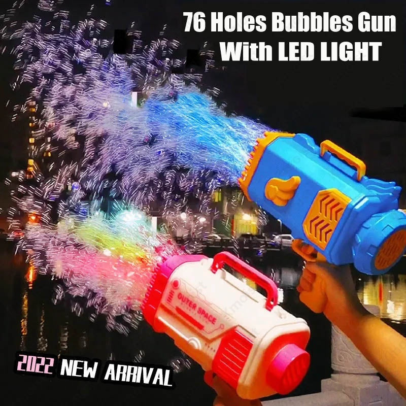 Rocket Bubble Gun – 69-Hole Automatic Bubble Blower with Lights