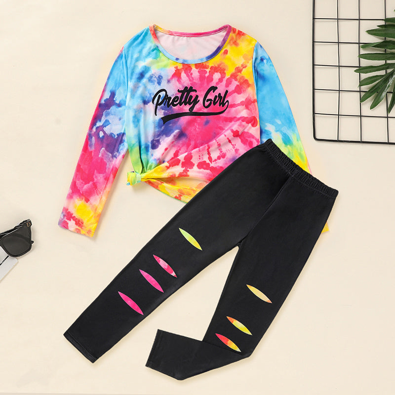 Toddler Girls' "Pretty Girl" Outfit Set – Long Sleeve Pullover Top & Matching Pants for Spring and Fall