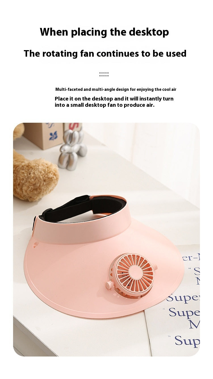External Sun Protection Sun Hat Fan Three-gear Adjustable Lithium Battery USB Rechargeable Small Fan