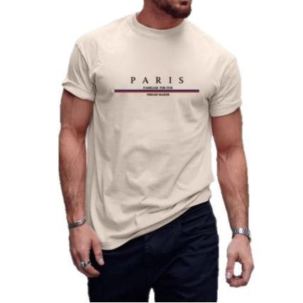 Heavy Short-sleeved Letter Printed Men's Short-sleeved T-shirt Casual Pure Cotton