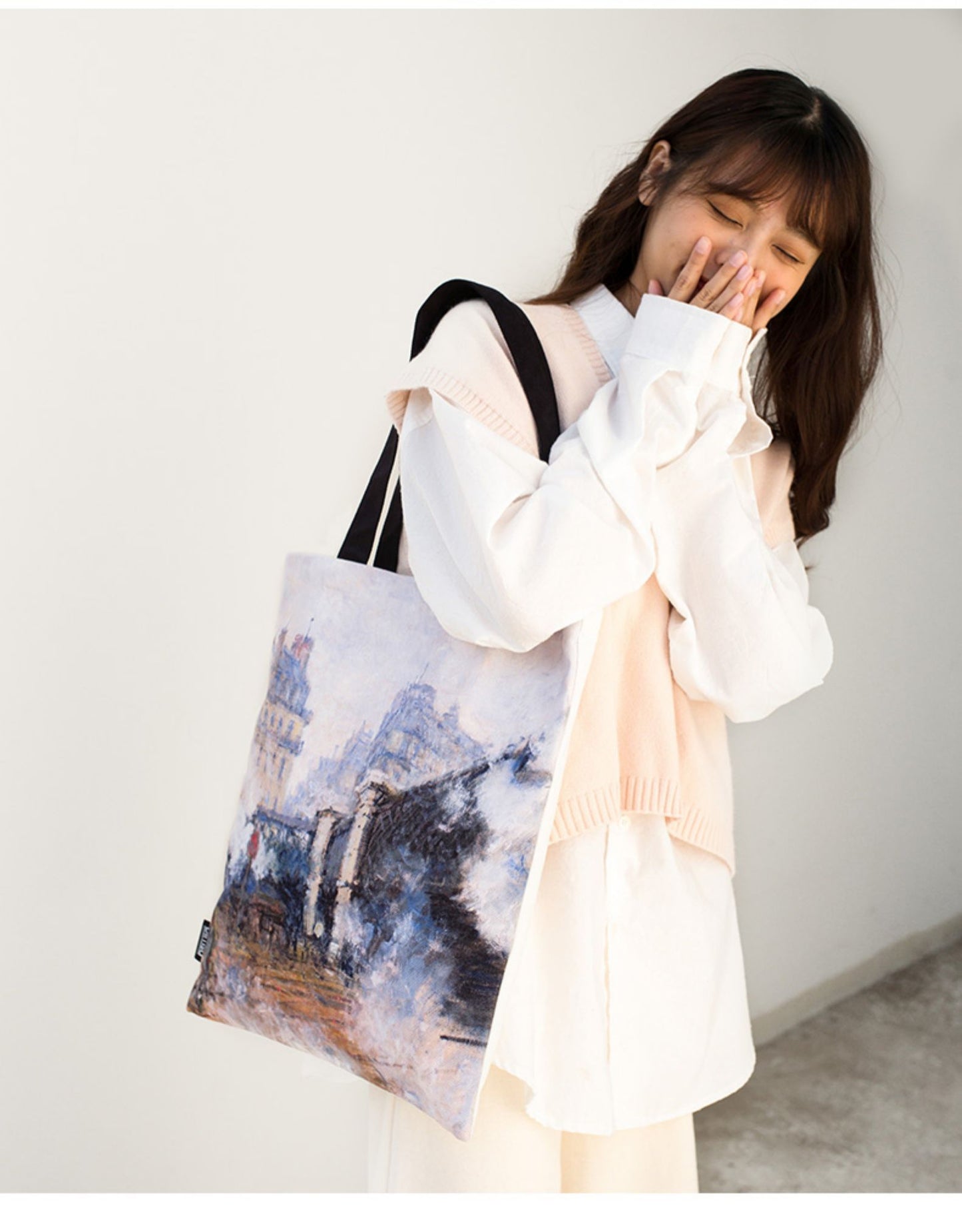 Sunrise Impression Oil Painting Personality Artistic One-shoulder Canvas Bag