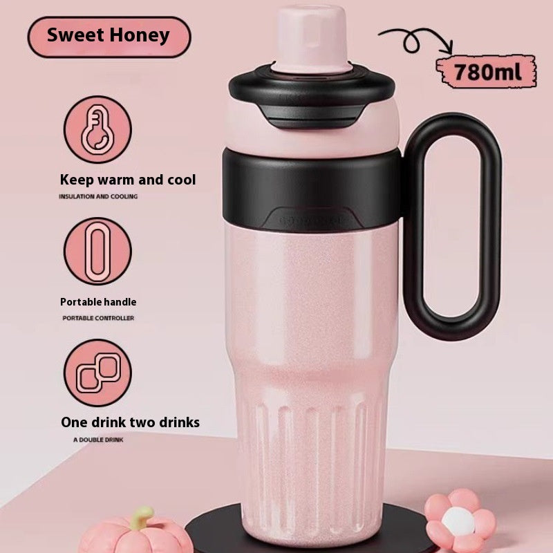 780ml Gradient Thermos Cup – Double Drink Stainless Steel Tumbler with Lid & Straw