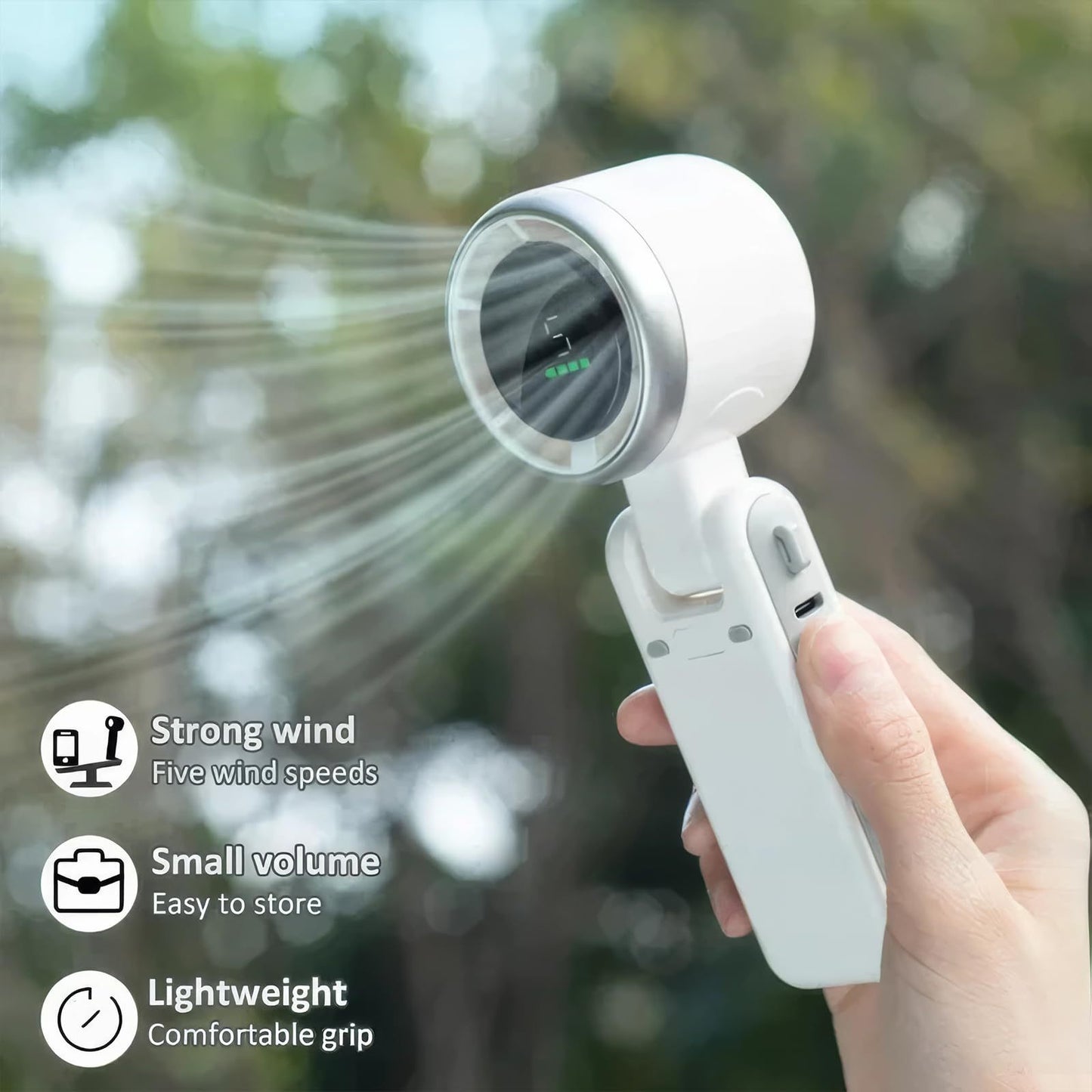 Folding Mini Turbo Fan – Wearable, Handheld & Desktop Use (180° Adjustable)