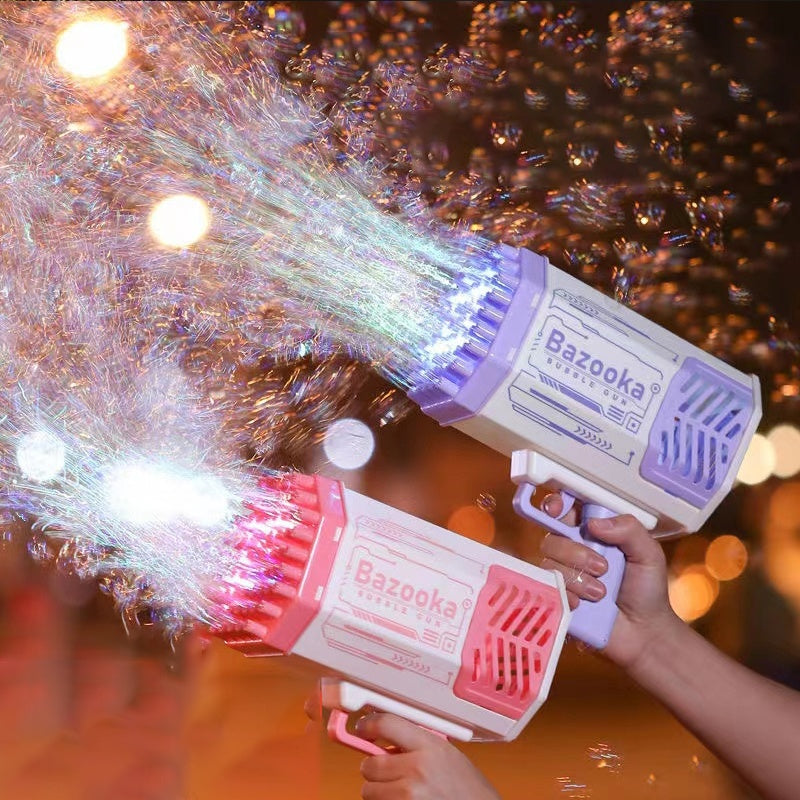 Rocket Bubble Gun – 69-Hole Automatic Bubble Blower with Lights