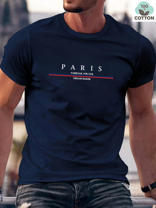 Heavy Short-sleeved Letter Printed Men's Short-sleeved T-shirt Casual Pure Cotton