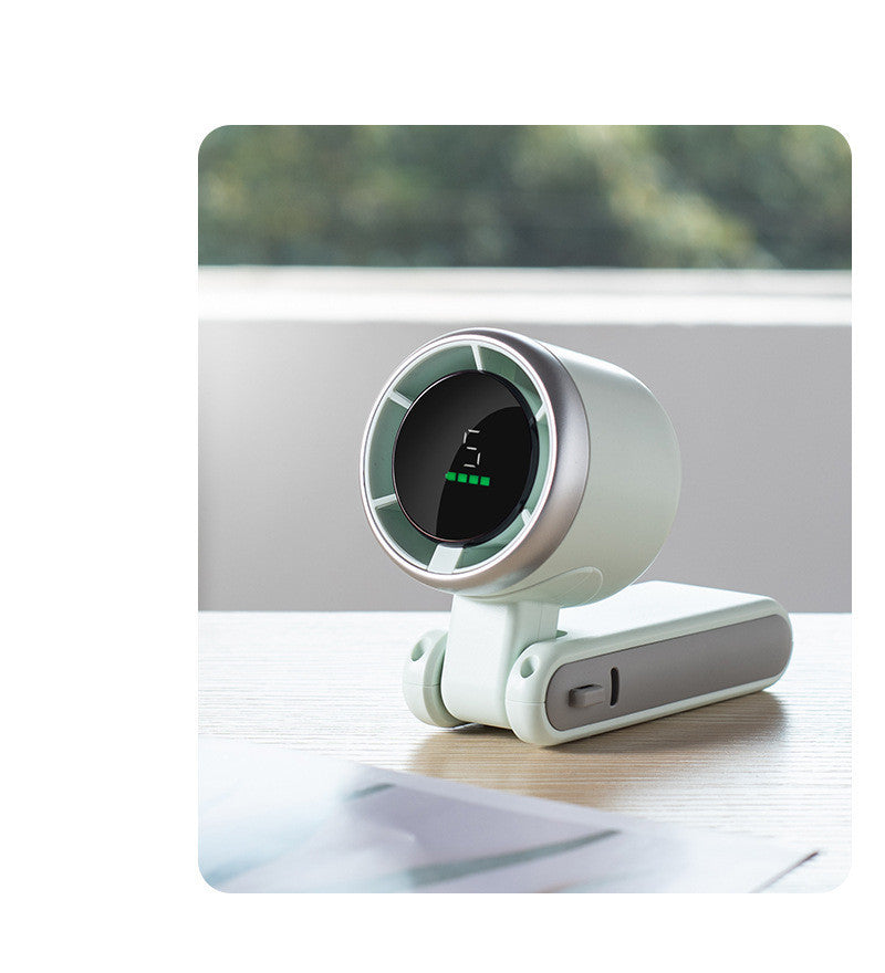 Folding Mini Turbo Fan – Wearable, Handheld & Desktop Use (180° Adjustable)