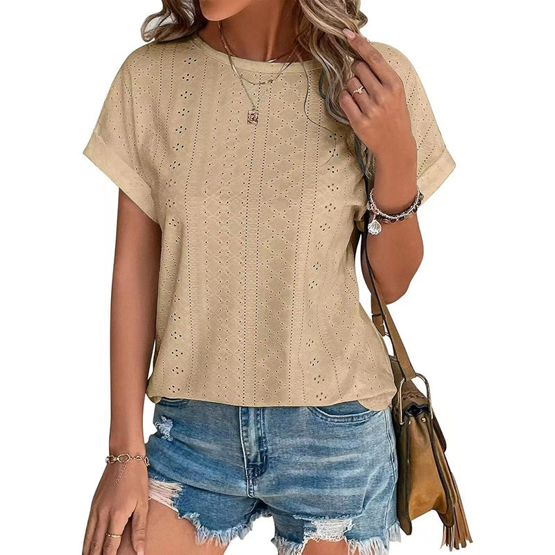 SAMPEEL Womens Tank Tops Eyelet Loose Casual Summer Tops Crew Neck Basic Sleeveless Shirts