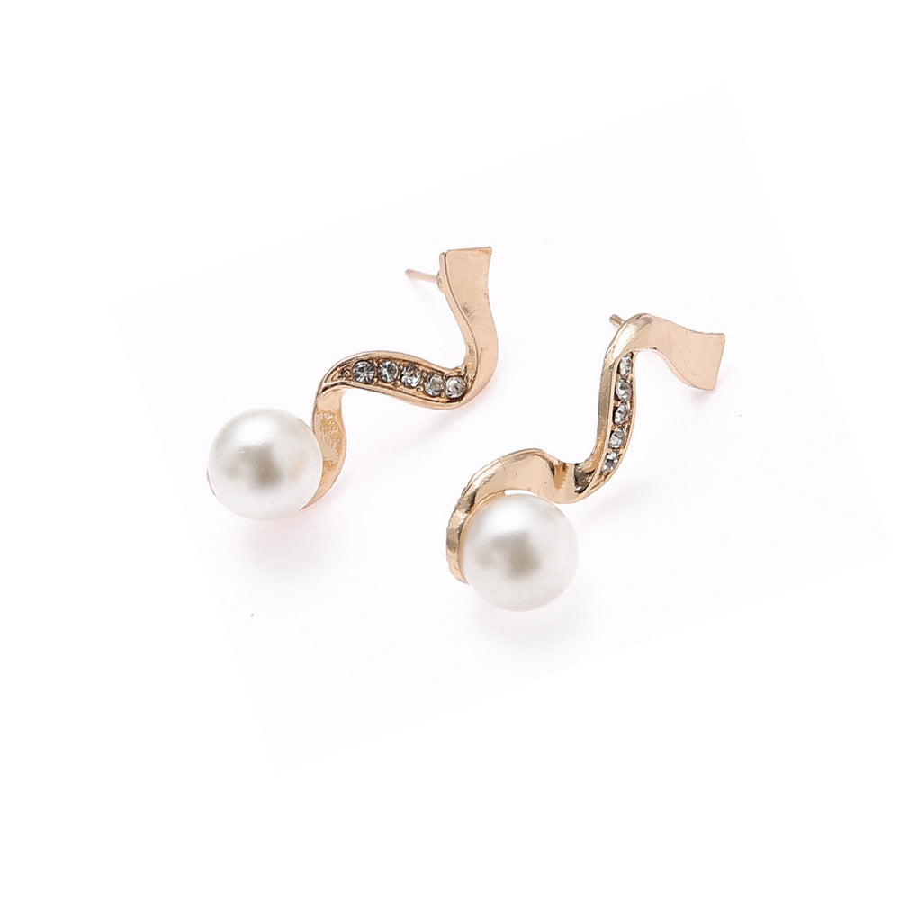 Earrings Pendant Two-piece Set Graceful Personality Pearl Combination