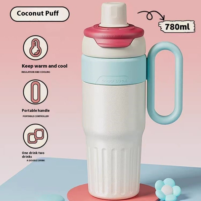 780ml Gradient Thermos Cup – Double Drink Stainless Steel Tumbler with Lid & Straw