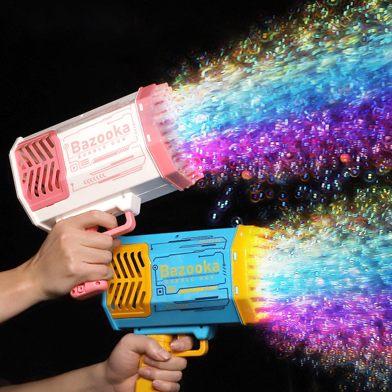 Rocket Bubble Gun – 69-Hole Automatic Bubble Blower with Lights