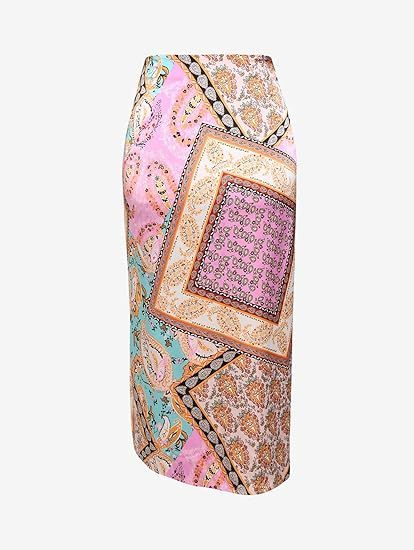 Women's Boho Skirt Asymmetrical Skirts Tied Floral Paisley Printed High Waist Ruched Skirts For Women