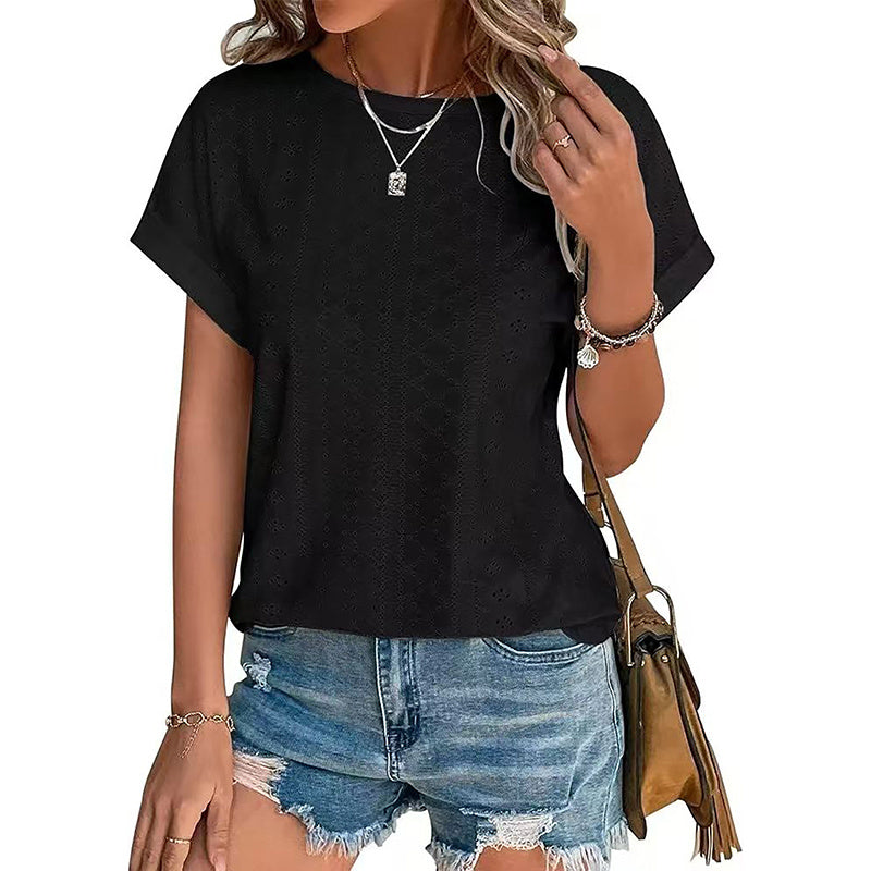 SAMPEEL Womens Tank Tops Eyelet Loose Casual Summer Tops Crew Neck Basic Sleeveless Shirts