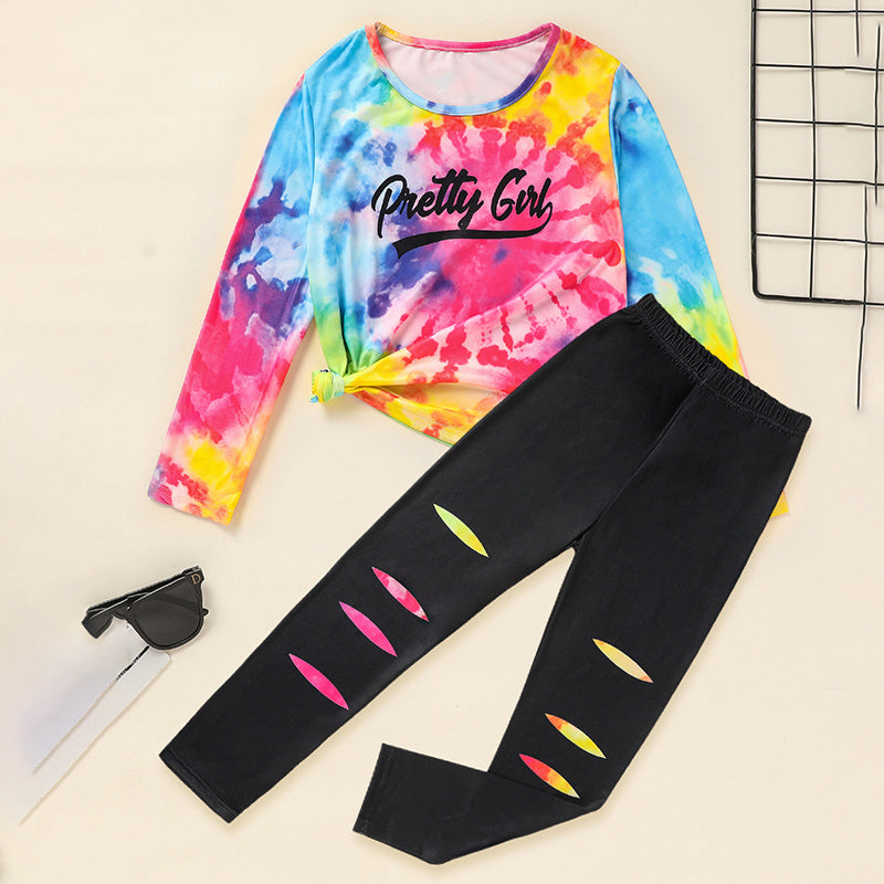 Toddler Girls' "Pretty Girl" Outfit Set – Long Sleeve Pullover Top & Matching Pants for Spring and Fall
