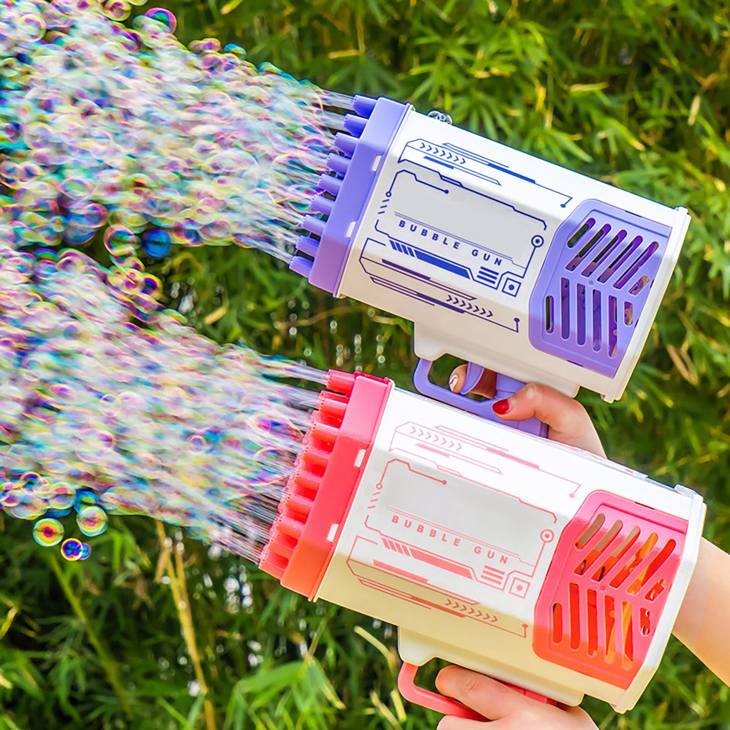 Rocket Bubble Gun – 69-Hole Automatic Bubble Blower with Lights