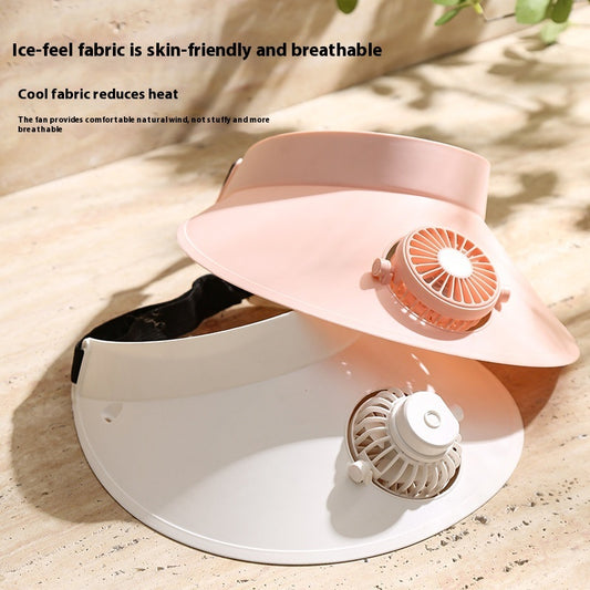 External Sun Protection Sun Hat Fan Three-gear Adjustable Lithium Battery USB Rechargeable Small Fan