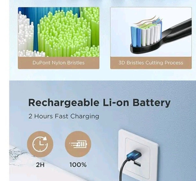 Electric Toothbrush Black Rechargeable In 5 Cleaning Modes ExpertClean 7500 Black, Rechargeable Electric Power Toothbrush