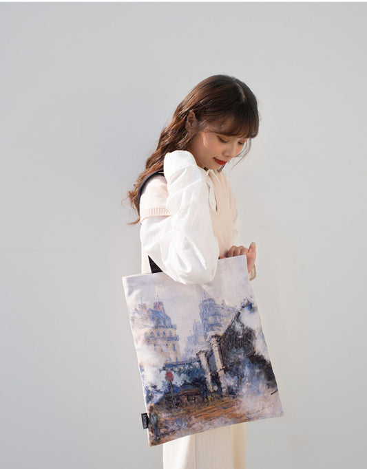 Sunrise Impression Oil Painting Personality Artistic One-shoulder Canvas Bag
