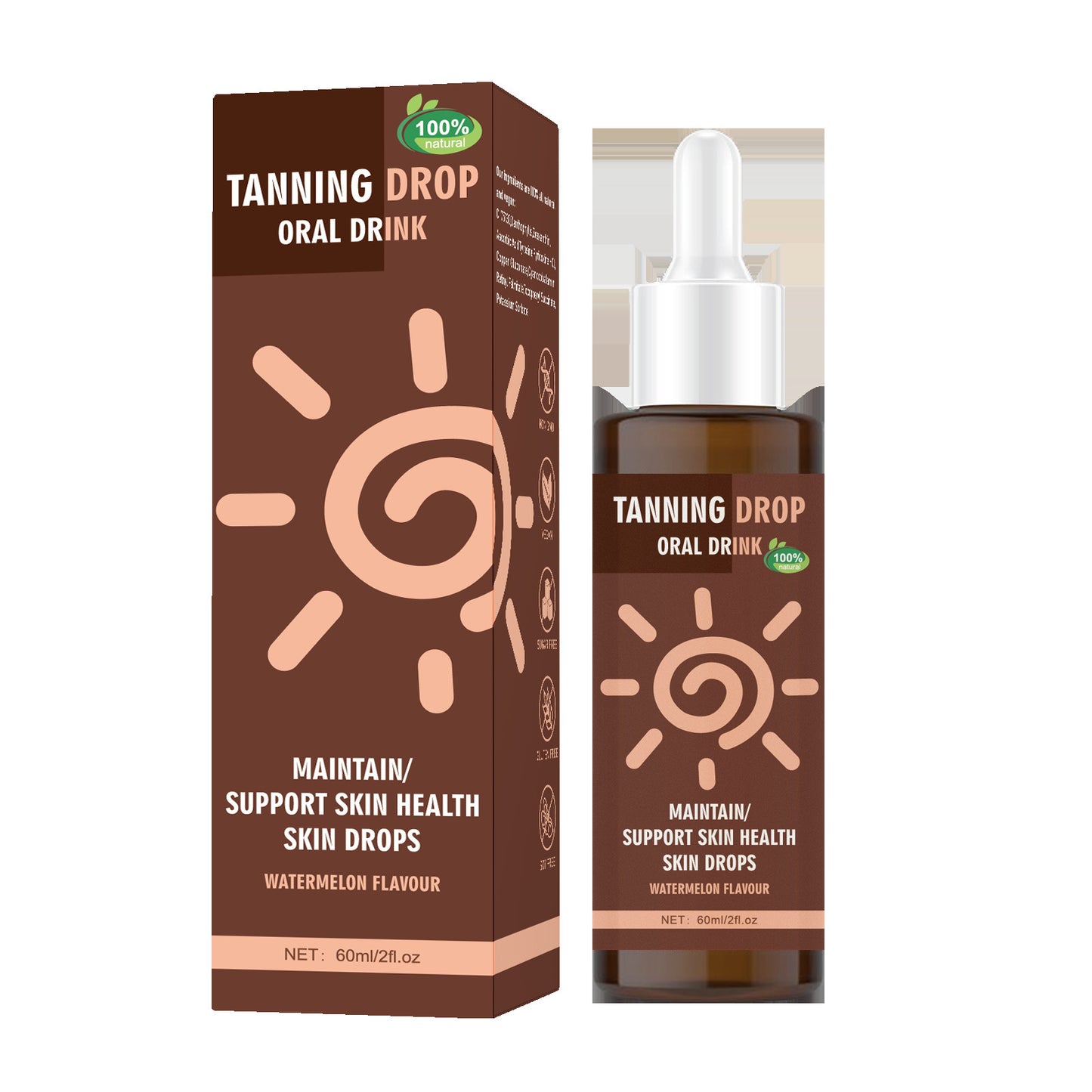 Tanning Drops 60ml Bronze Skin, Oral Self Tanner for Face & Body