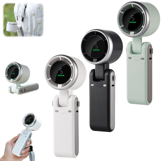 Folding Mini Turbo Fan – Wearable, Handheld & Desktop Use (180° Adjustable)
