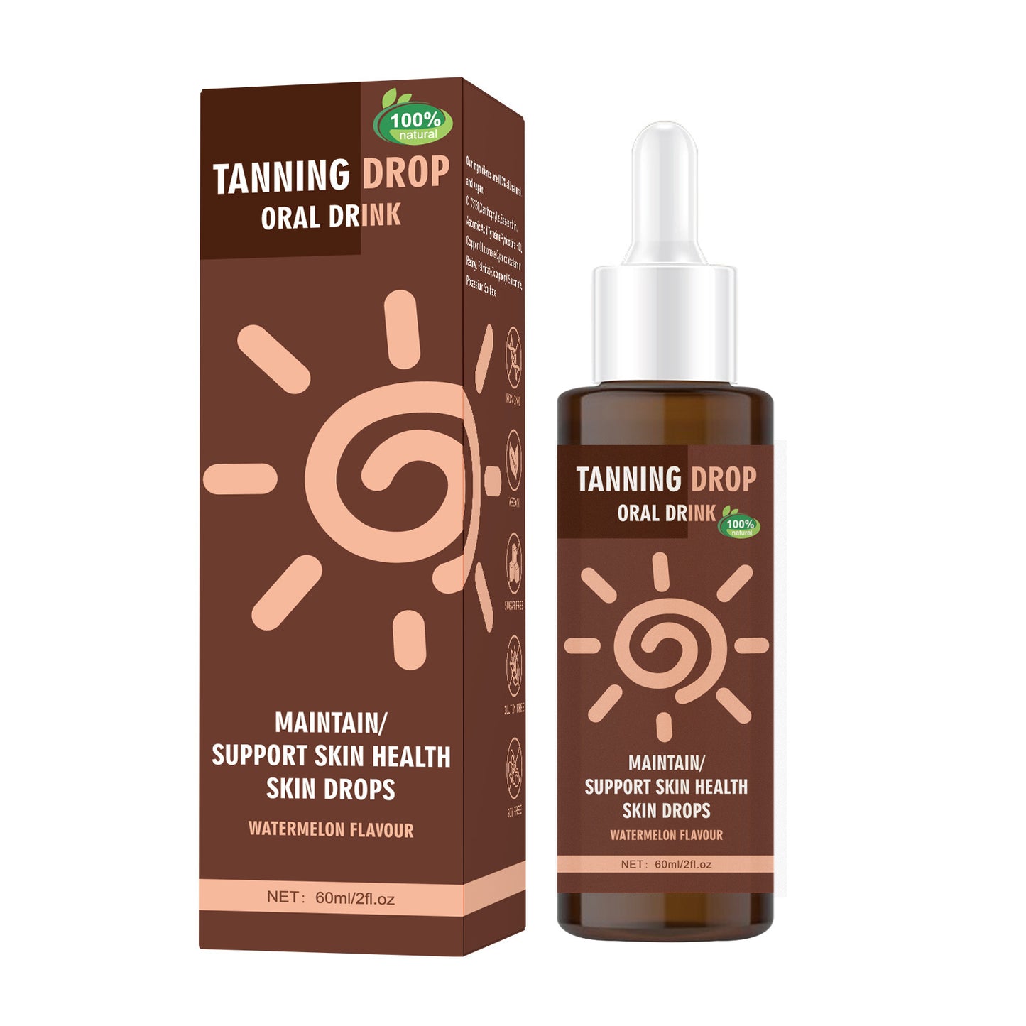 Tanning Drops 60ml Bronze Skin, Oral Self Tanner for Face & Body