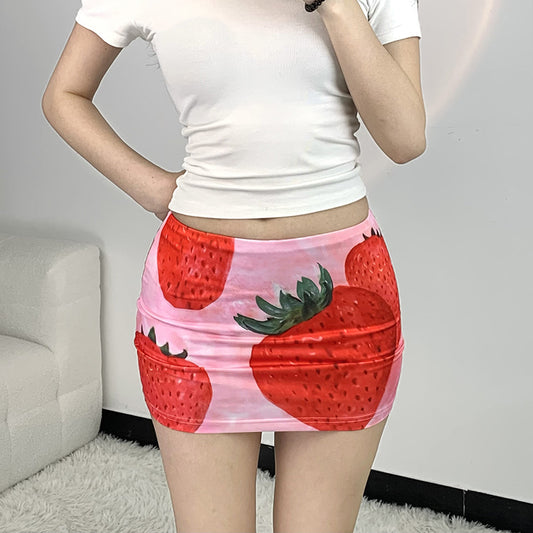 Women's Fashion Fruit 3d Printing Short Skirt