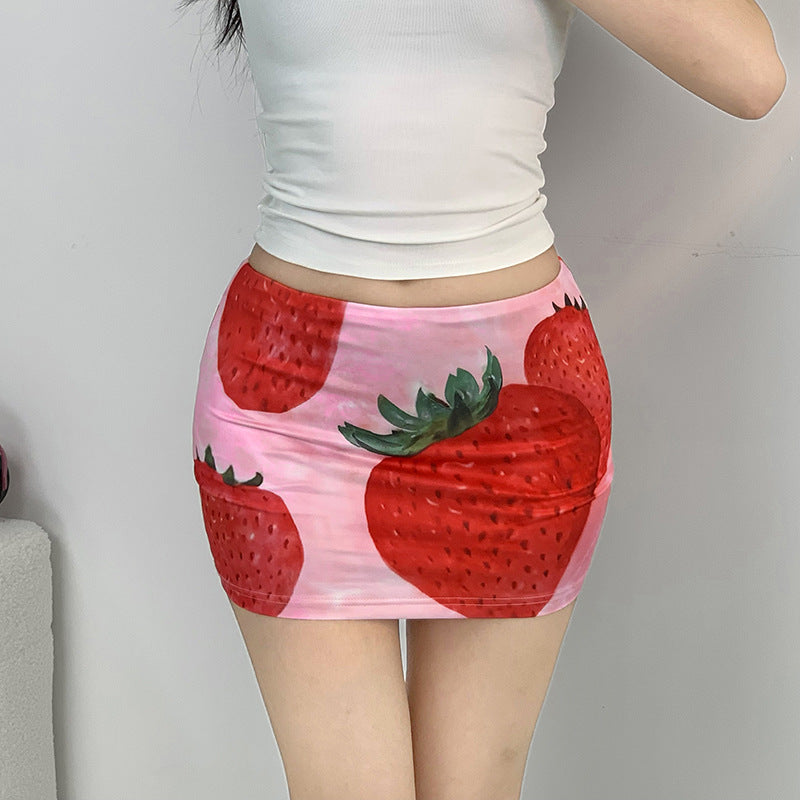 Women's Fashion Fruit 3d Printing Short Skirt